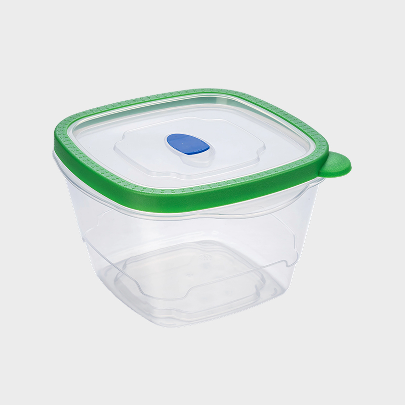 PFB029 1650ml Deep Square PP Food Preservation Container na may Vented Green Overmolded Lid